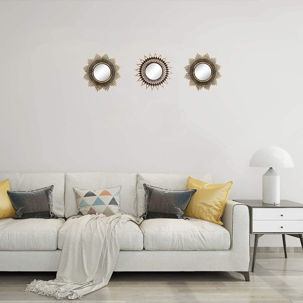 Gold Mirrors for Wall Decor Set of 3